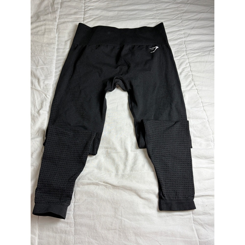 Gymshark Energy+ Seamless Leggings Black Medium High Waisted Eyelet Mesh Active